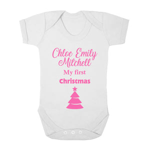 Personalised Baby Vest - Christmas (Pink) - Fizzy Strawberry Gifts