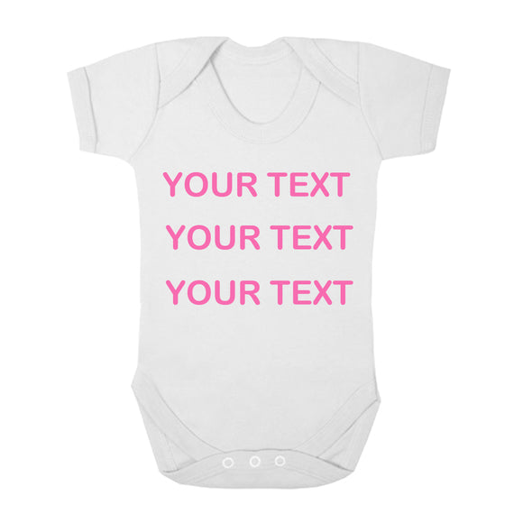 Personalised Baby Vest - Your Text (Pink) - Fizzy Strawberry Gifts